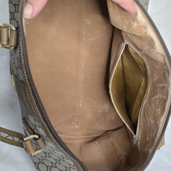 GUCCI GG Plus Canvas Boston Bag PVC Leather Beige - Picture 16 of 16